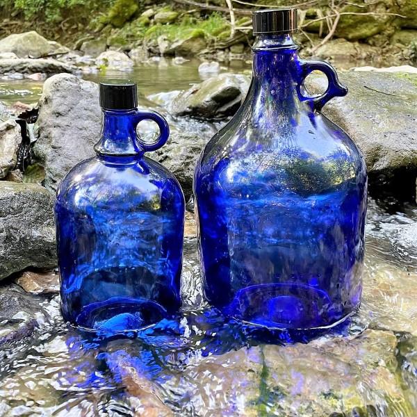 5 Ltr. Blaue Glasflasche mit Henkel